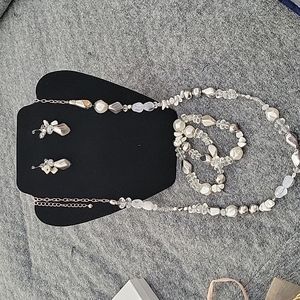 Necklace, 2 bracelets, earrings pierced ears